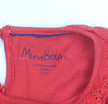 Mini Boden Girls Red Long Sleeve Dress, Size 9-10 Years