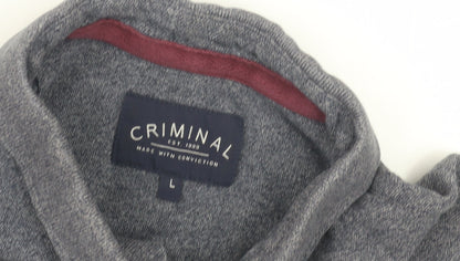 Criminal Men's Grey Polo Shirt, Size L, Casual Style