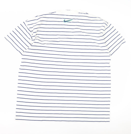Nike Men's Striped T-Shirt Large White