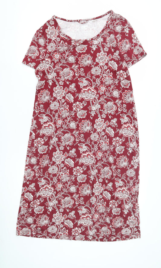 Lands' End Women's Red Floral Shift Dress 12, Casual, Summer