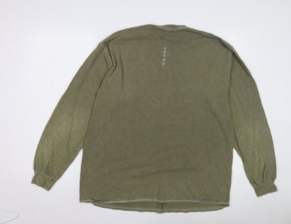 Urban Outfitters Men's Green Oversized Long Sleeve T-Shirt