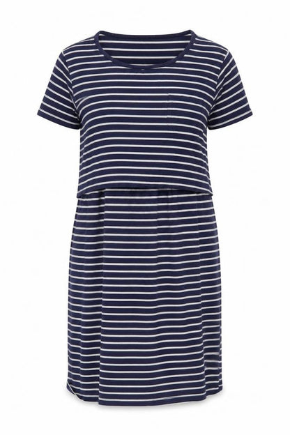 Blue Striped T-Shirt Dress, Women's Medium, Casual
