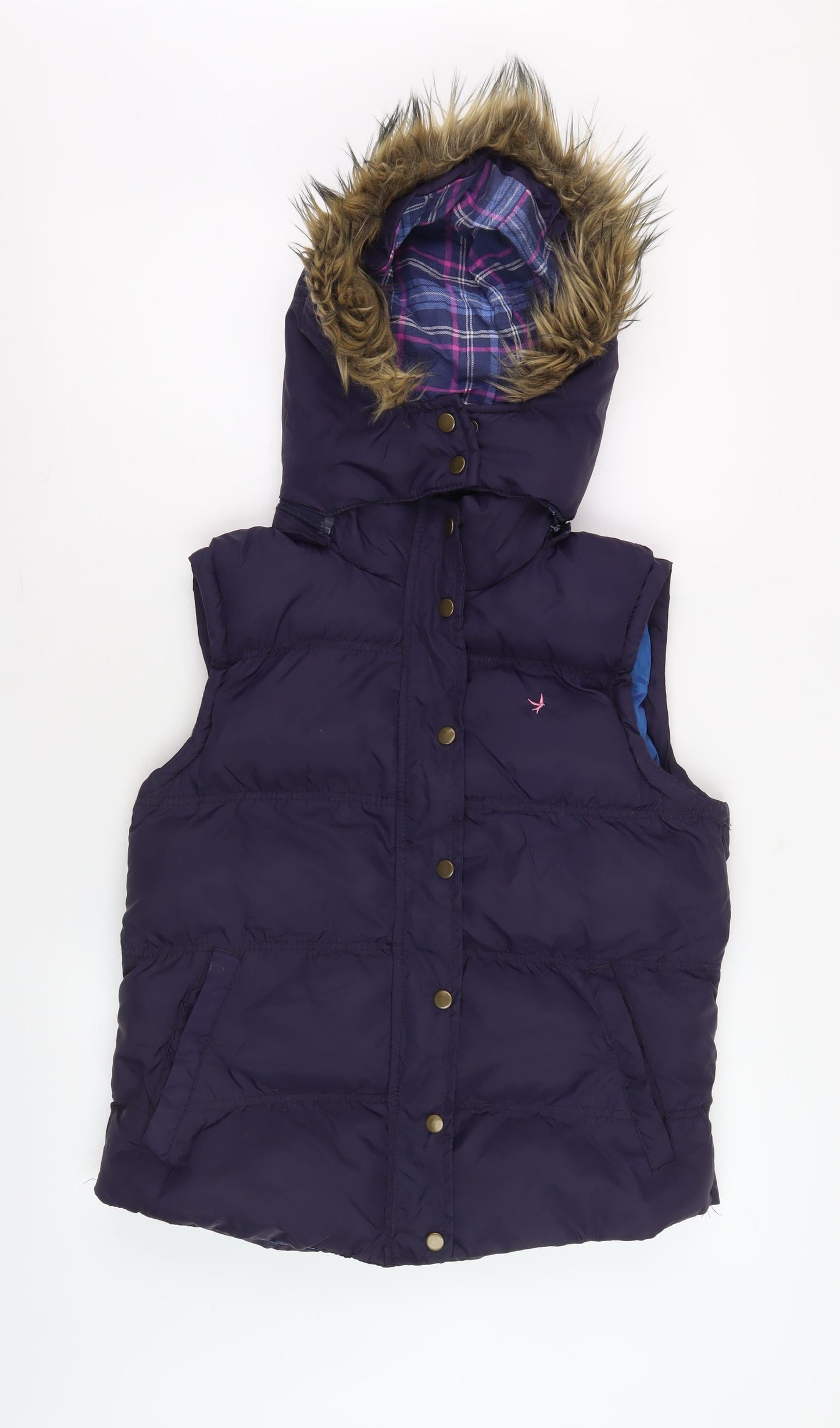 Denim Co. Women's Blue Hooded Padded Waistcoat Size 14