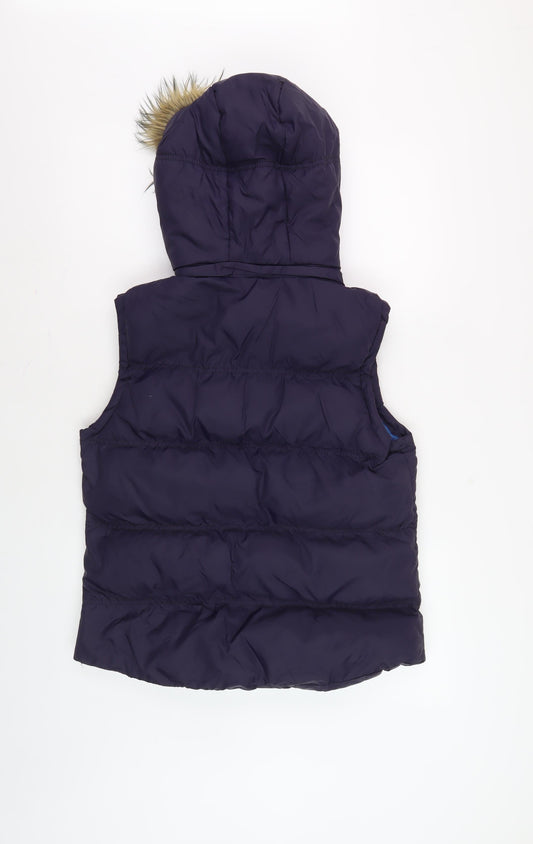 Denim Co. Women's Blue Hooded Padded Waistcoat Size 14