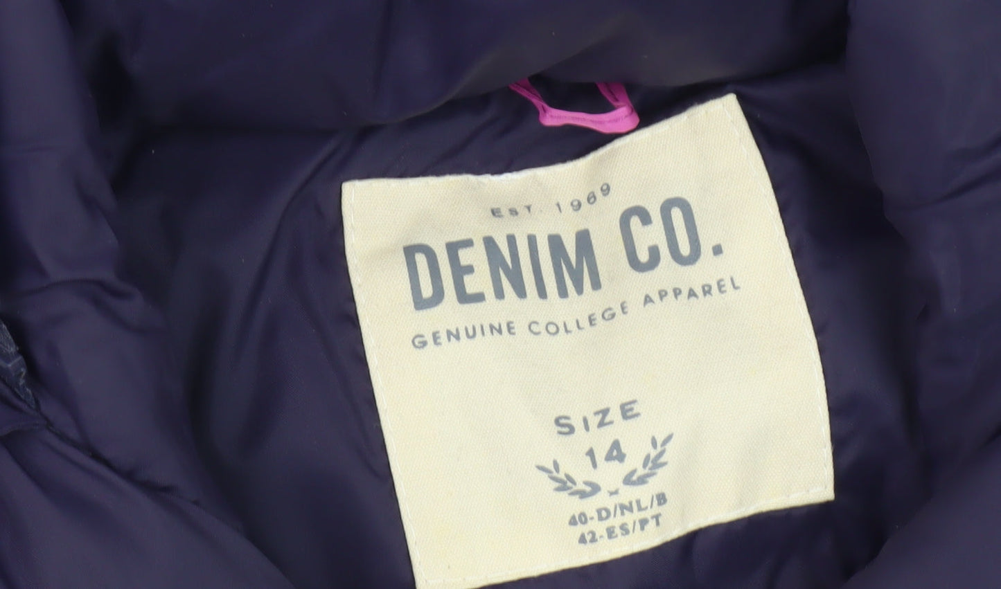 Denim Co. Women's Blue Hooded Padded Waistcoat Size 14