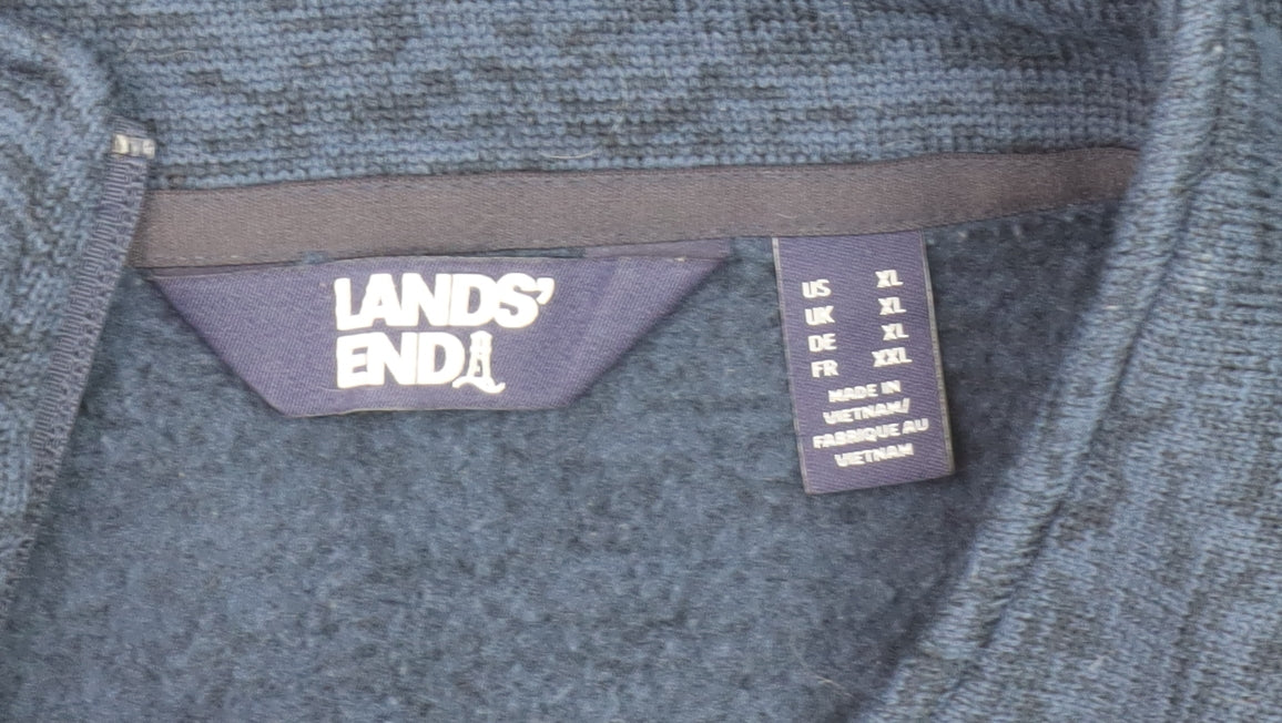 Mens UK Size XL Lands' End Blue Henley Sweatshirt