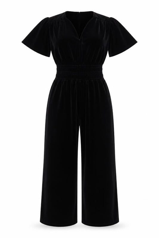 Editor's Cut Black Velvet Jumpsuit, Size 10, Women's Party Wear