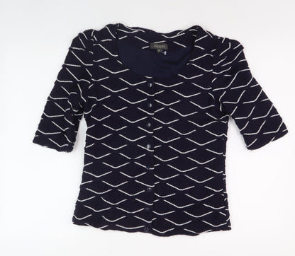 Alexon Women's Blue Button-Up Geometric Top M