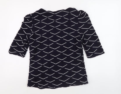 Alexon Women's Blue Button-Up Geometric Top M