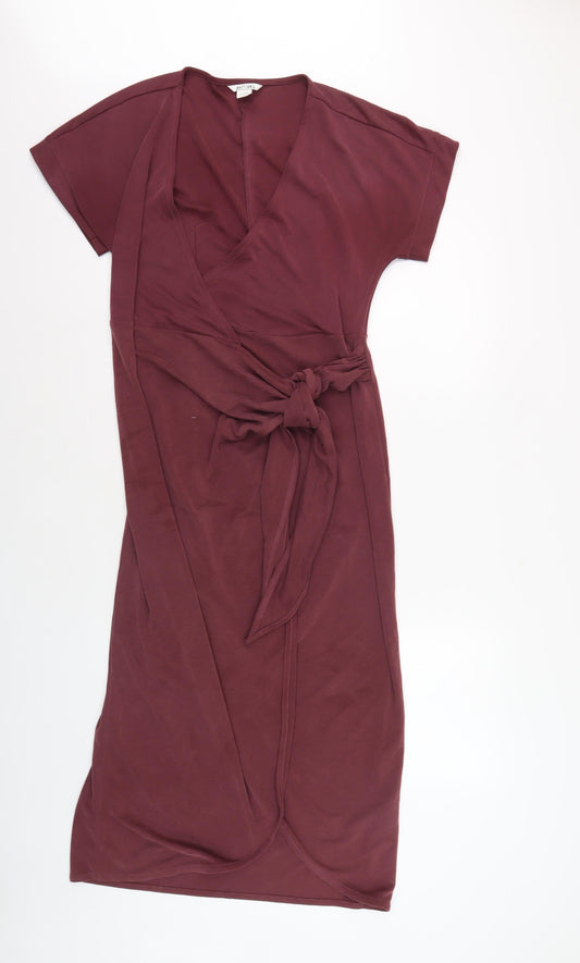 Monki Women's Red Midi Wrap Dress S