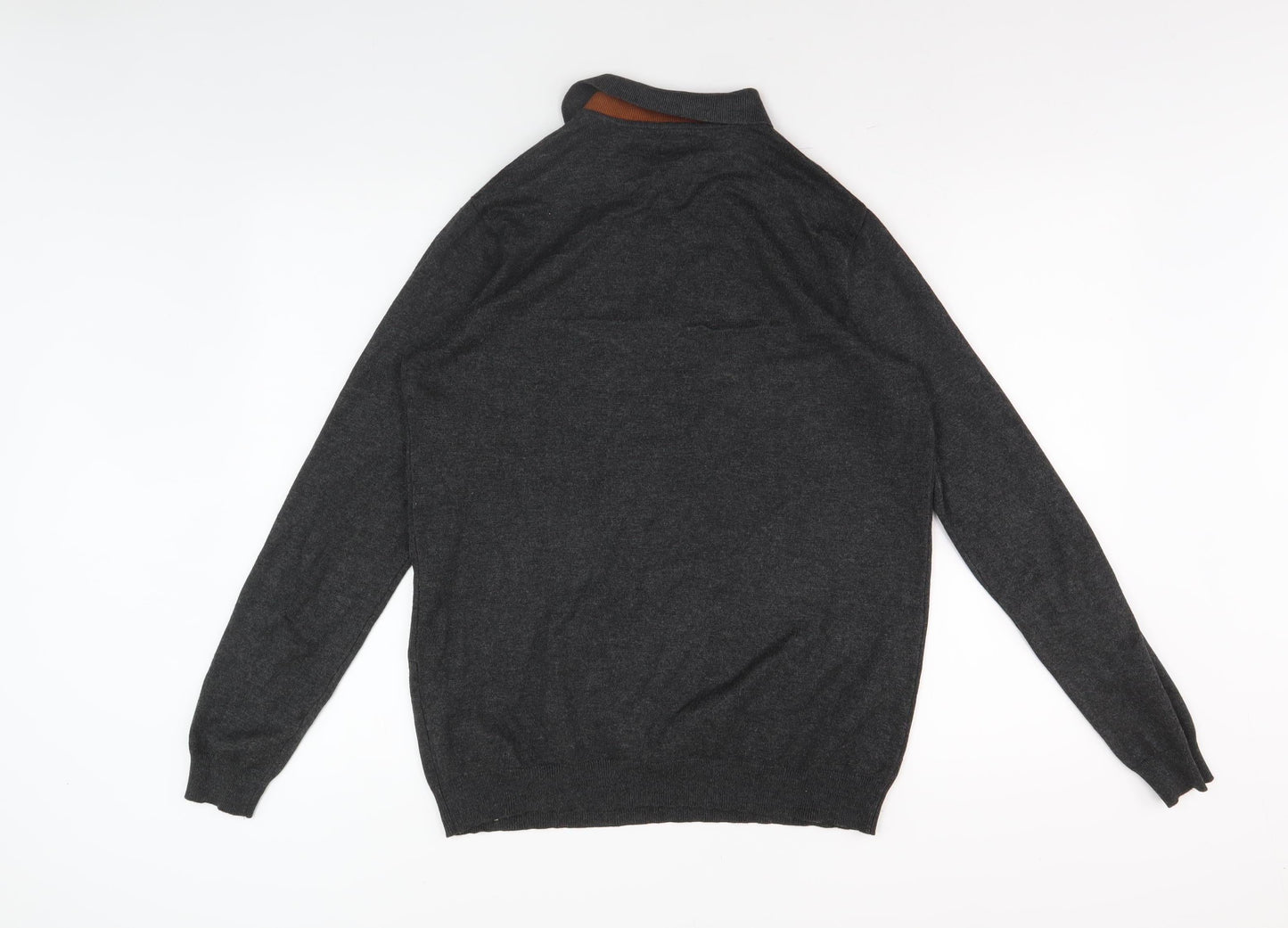 River Island Men's Grey Collared Henley Jumper M