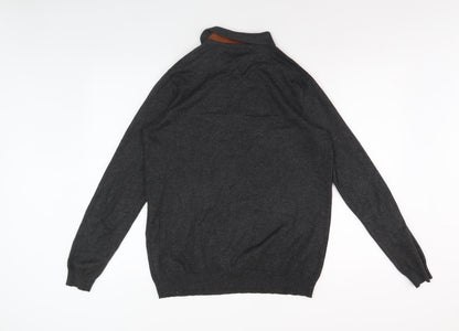 River Island Men's Grey Collared Henley Jumper M