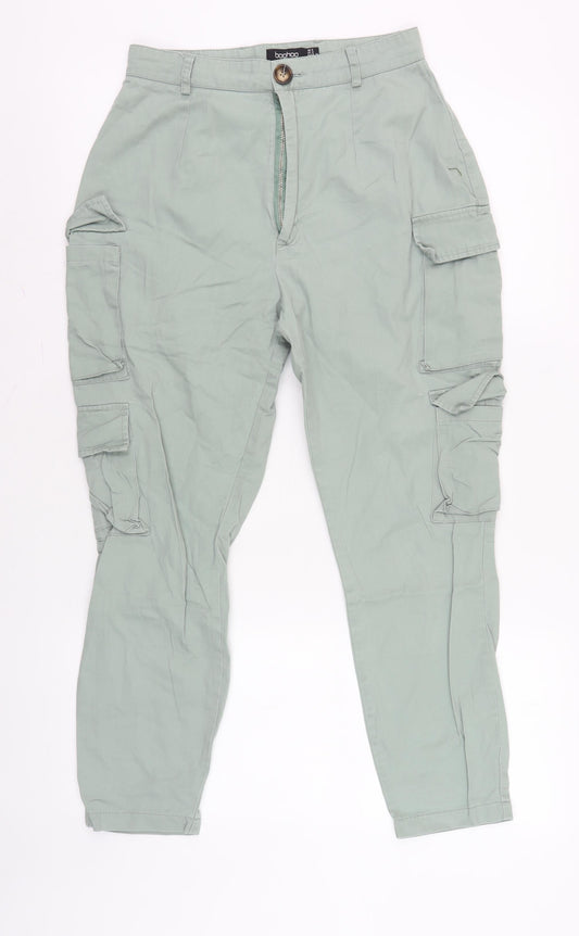 Womens UK Size 8 Boohoo Relaxed Fit Cargo Grey Trousers
