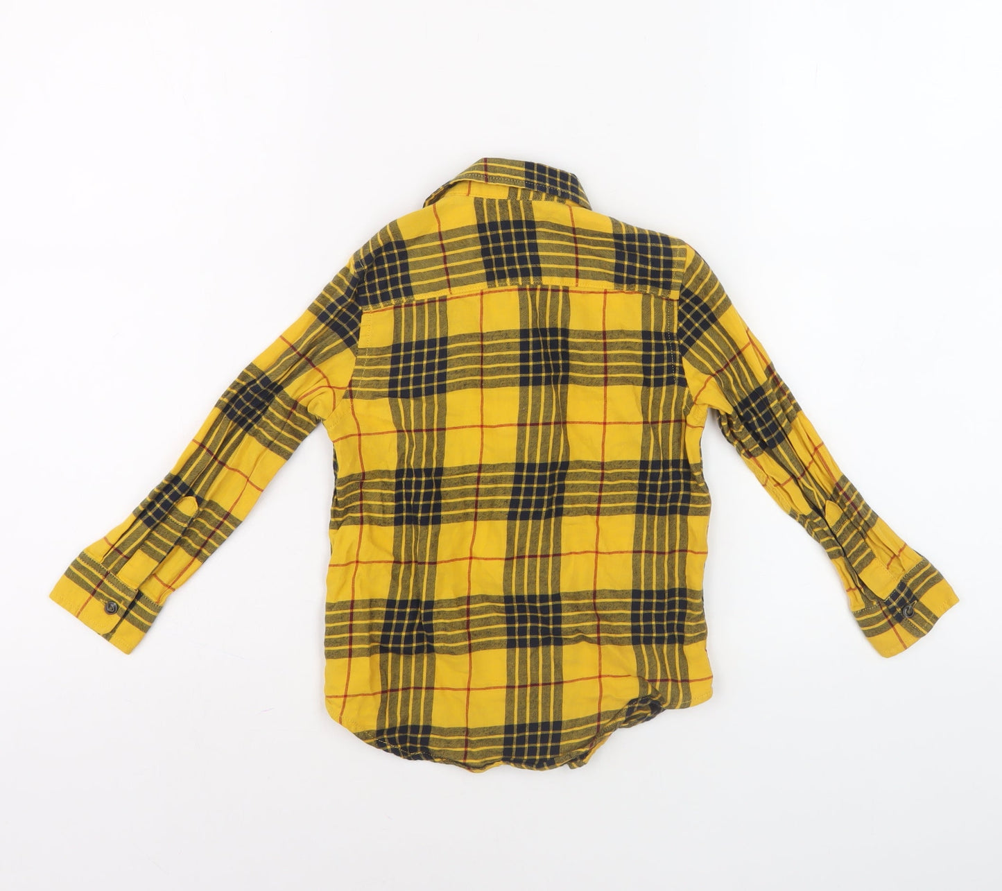 Next Boys Yellow Plaid Button-Up Shirt 4 Years