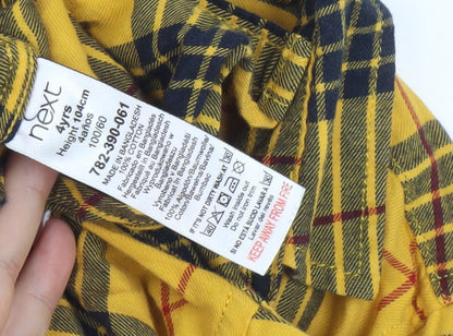 Next Boys Yellow Plaid Button-Up Shirt 4 Years