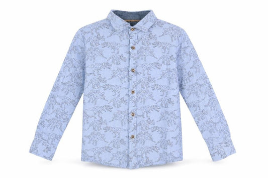 Next Boys Blue Dinosaur Print Long Sleeve Shirt, Size 5