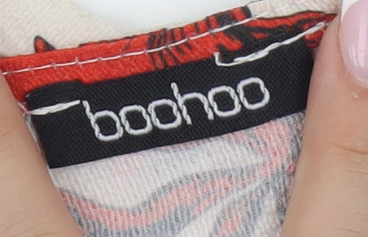 Boohoo Women’s Floral Wrap Blouse, Size 8, Multicoloured