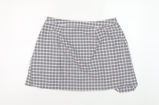 New Look Women's Black Pleated Check Skirt Size 18