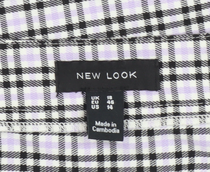 New Look Women's Black Pleated Check Skirt Size 18
