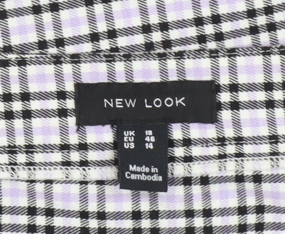 New Look Women's Black Pleated Check Skirt Size 18