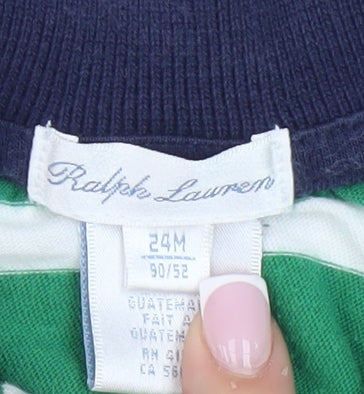 Ralph Lauren Unisex Green Striped Polo - 24 Months
