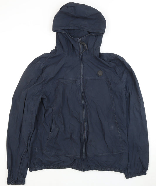 Pretty Green Unisex Hooded Blue Mid-Length Jacket