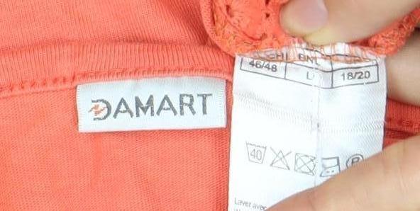 Damart Women's Orange V-Neck T-Shirt, Size 12