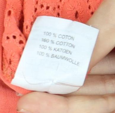 Damart Women's Orange V-Neck T-Shirt, Size 12