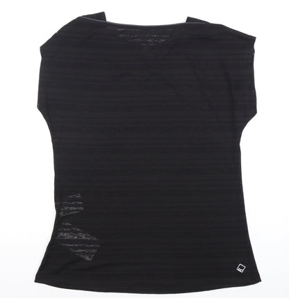 Regatta Women's Black Striped Sleeveless T-Shirt, Size 12