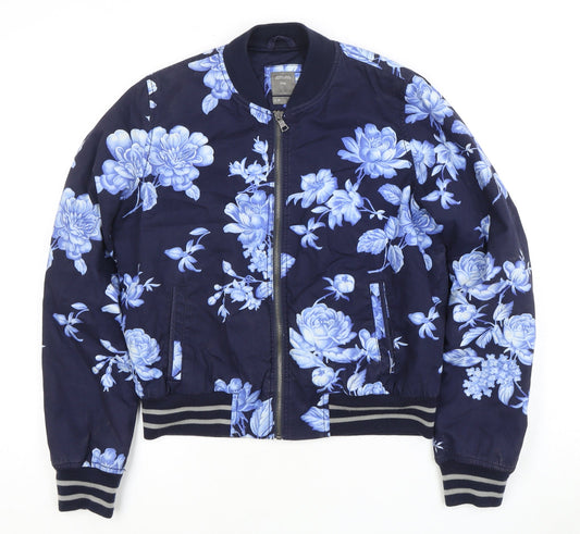 Gap Women's Blue Floral Bomber Jacket, Size S, Casual Style