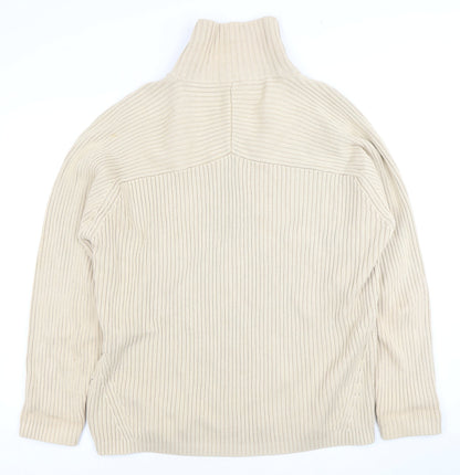 Next Men's Beige Full Zip Jumper High Neck L