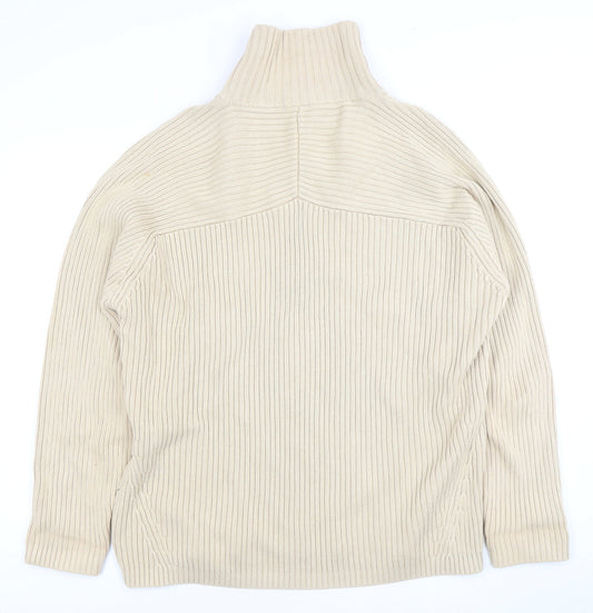 Next Men's Beige Full Zip Jumper High Neck L