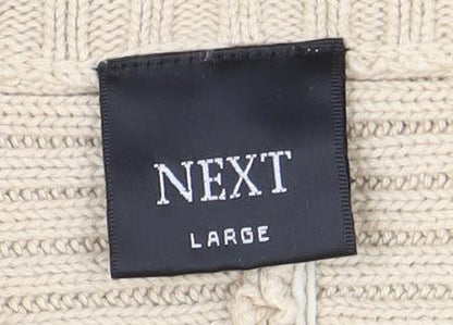 Next Men's Beige Full Zip Jumper High Neck L