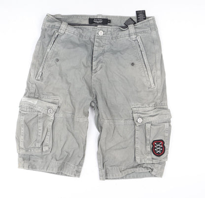Rock Rebel Men's Grey Cargo Shorts S with Embroidery