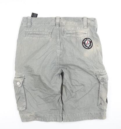 Rock Rebel Men's Grey Cargo Shorts S with Embroidery