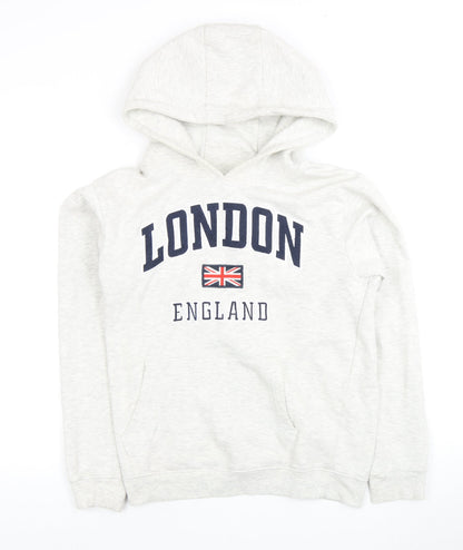 London King Boys Hoodie 13-14 Years White Graphic Pullover