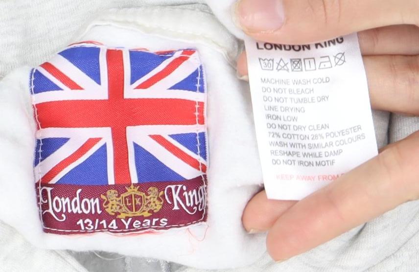 London King Boys Hoodie 13-14 Years White Graphic Pullover
