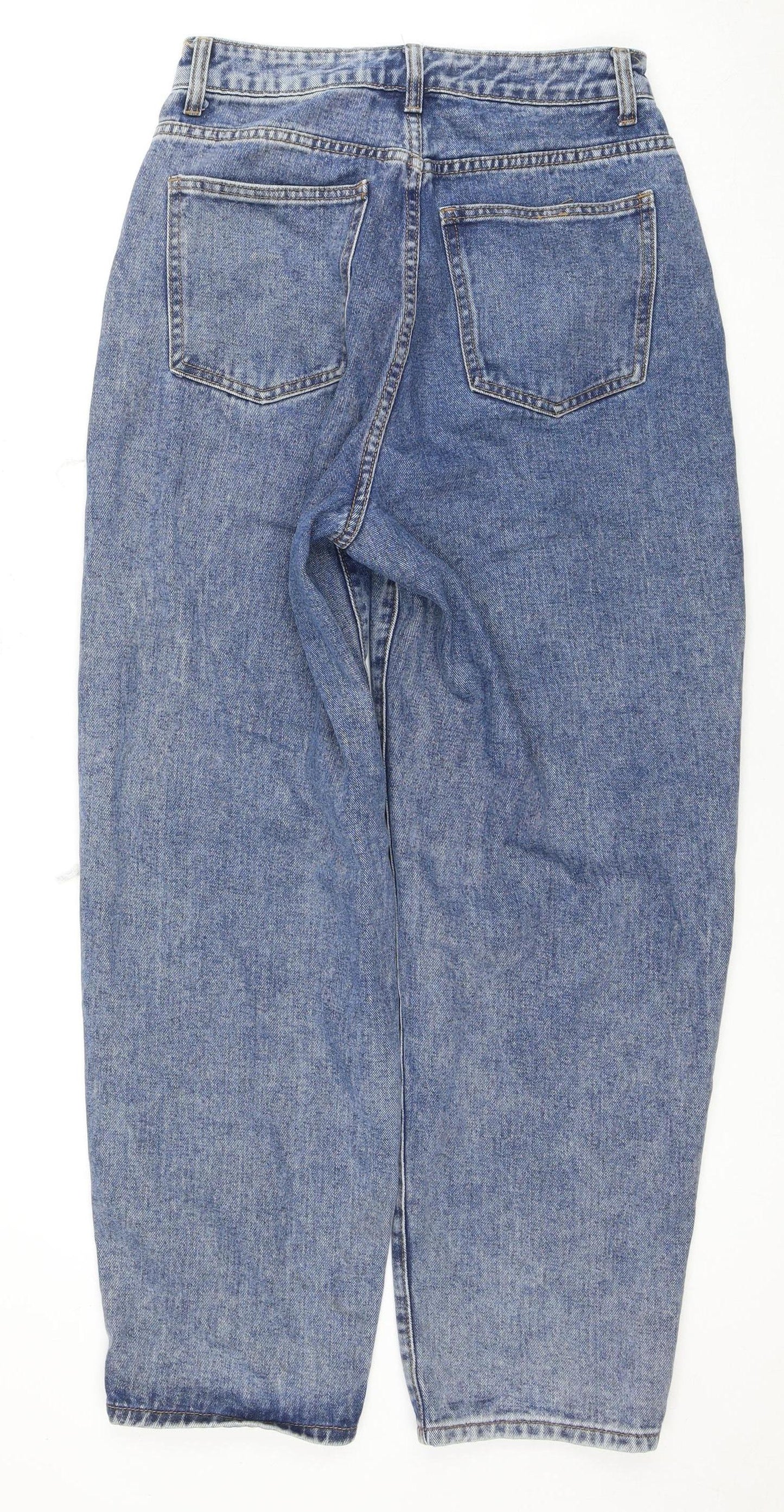 PrettyLittleThing Women's Blue Distressed Mom Jeans Size 10