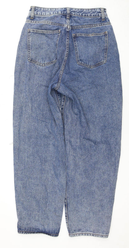 PrettyLittleThing Women's Blue Distressed Mom Jeans Size 10