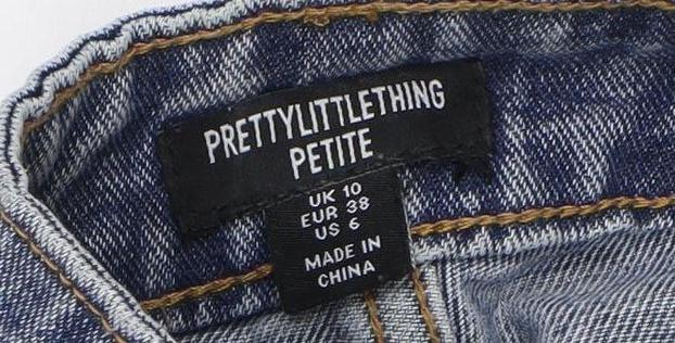 PrettyLittleThing Women's Blue Distressed Mom Jeans Size 10