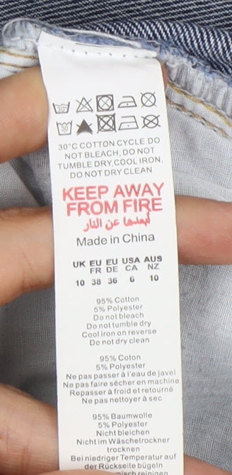 PrettyLittleThing Women's Blue Distressed Mom Jeans Size 10