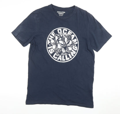 Mens UK Size S JACK & JONES Blue  T-Shirt
