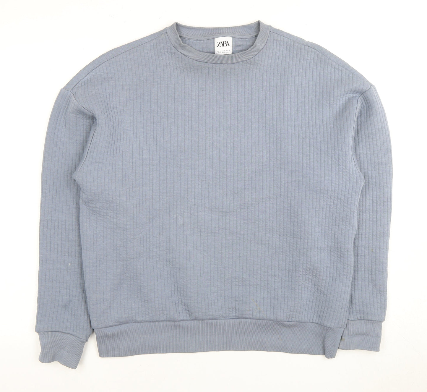 Zara Men's Blue Crew Neck Sweatshirt S