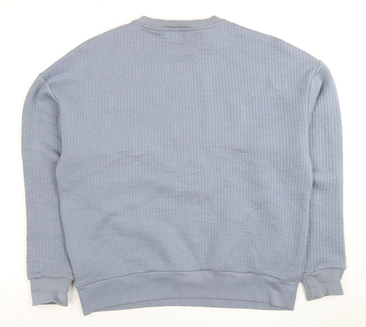 Zara Men's Blue Crew Neck Sweatshirt S