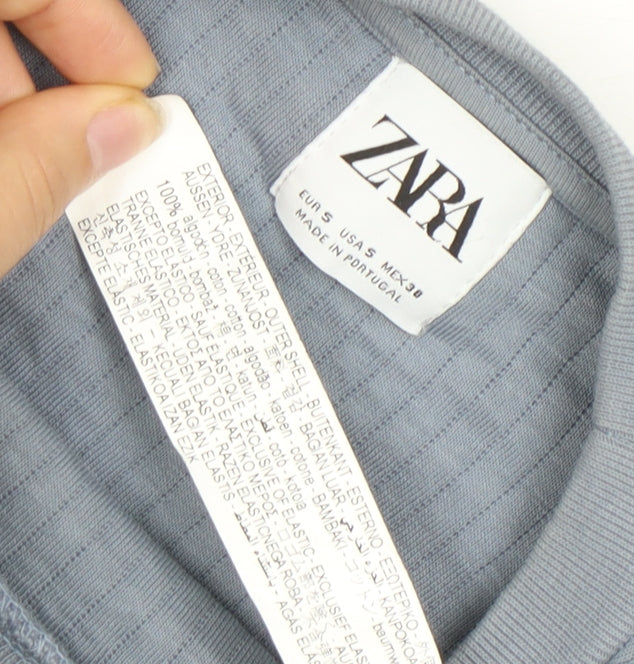 Zara Men's Blue Crew Neck Sweatshirt S