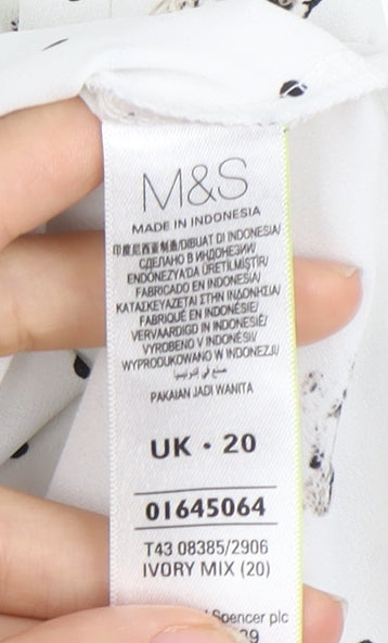 Womens UK Size 20 Marks and Spencer Ivory Basic Button-Up