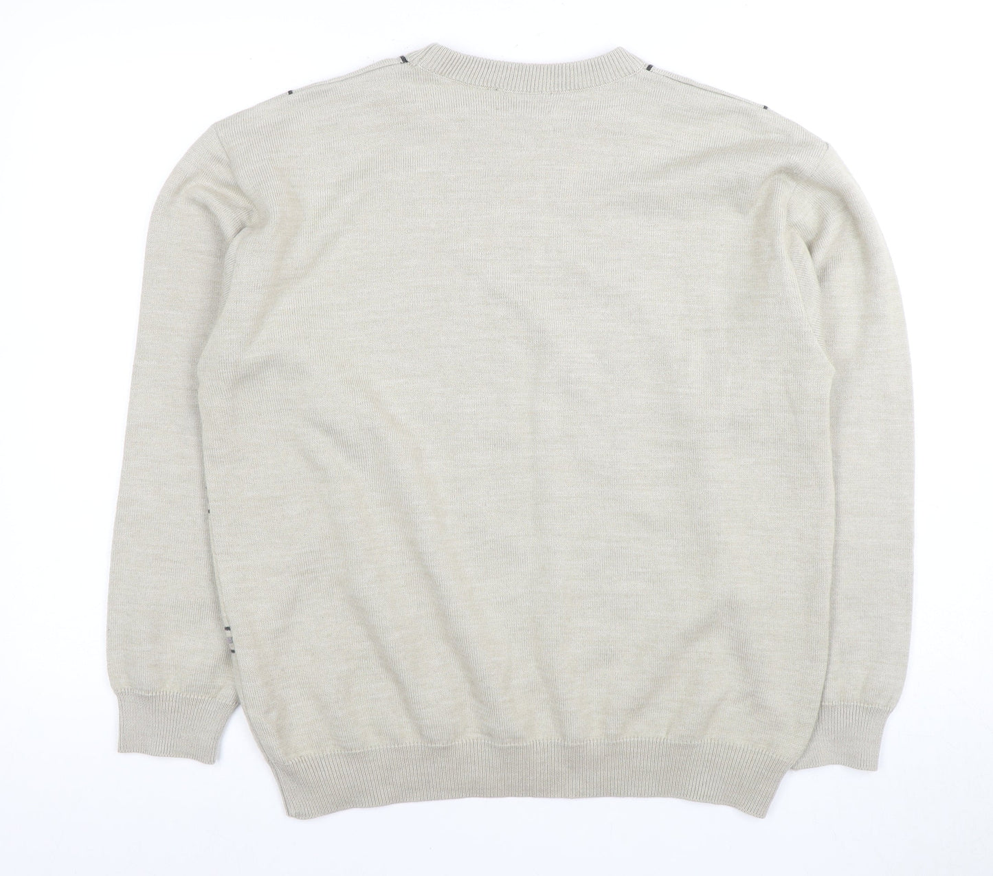 Wolsey Men's Beige Check Wool Blend Pullover Jumper L