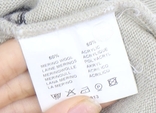 Wolsey Men's Beige Check Wool Blend Pullover Jumper L