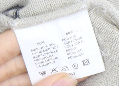 Wolsey Men's Beige Check Wool Blend Pullover Jumper L