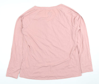 Animal Women's Pink Cotton Henley Button-Up Top Size 14